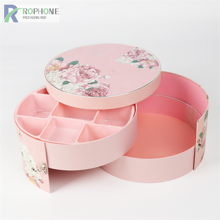 runde Blumenpapierschachteln
